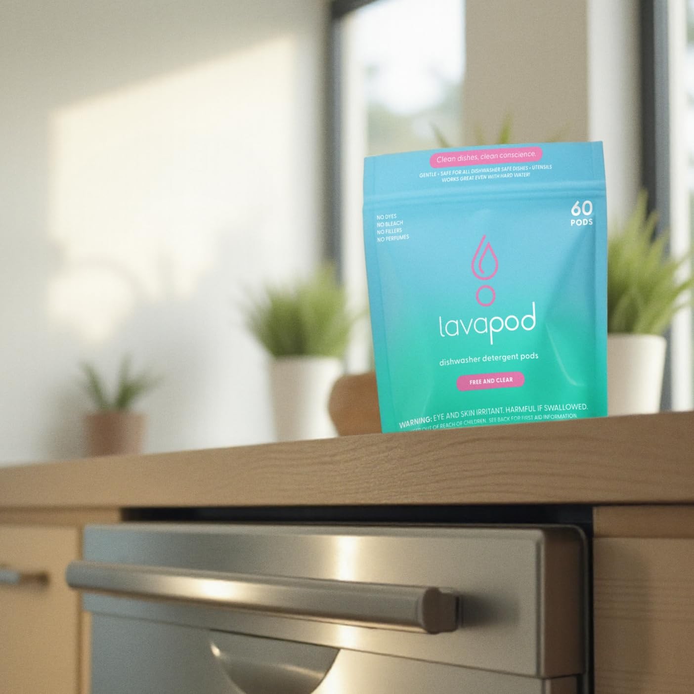 Natural Dishwasher Detergent Pods| Free and Clear (Unscented) Dish Tabs, Eco-…