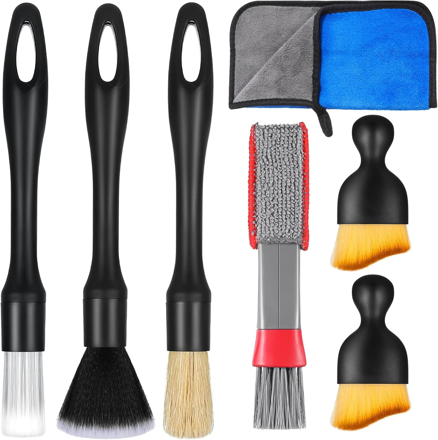 Car Detailing Brush, 7 PCS Car Interior Brush Set, Automotive Interior Dusting B