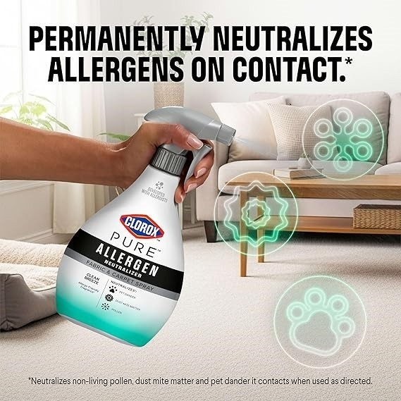 Clorox PURE Allergen Neutralizer Fabric and Carpet Spray, Clean Breeze, 26 Fluid