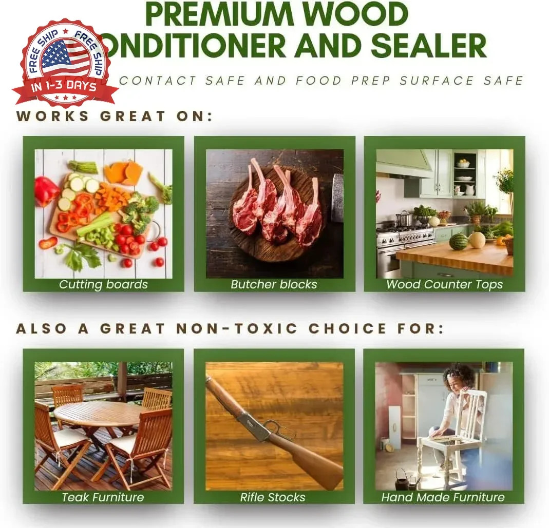 Wood Master’s Secret Non-Toxic, Food Safe Cutting Board Oil, Conditioner & Seale