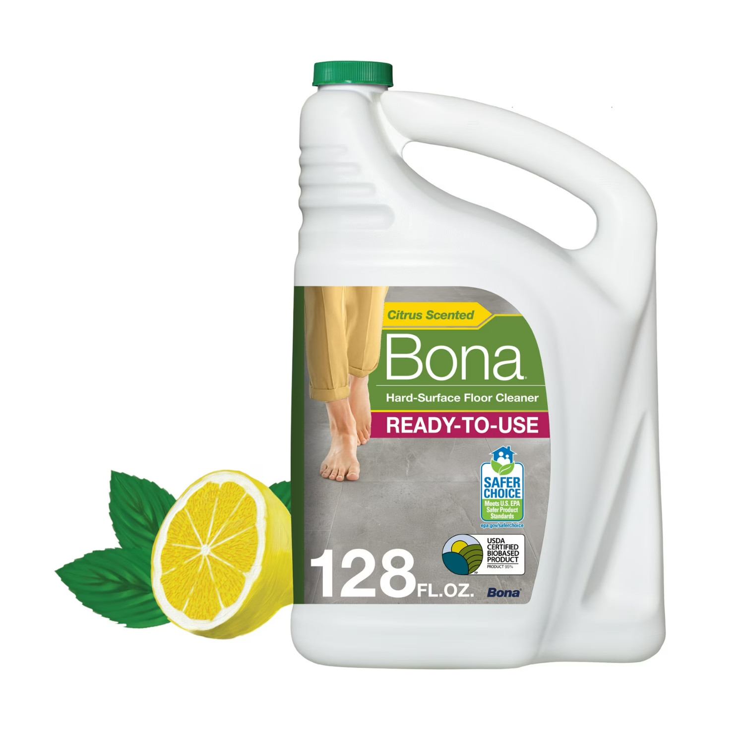 (2 Pack) Bona Floor Cleaner Multi Surface 128 oz Lemon Mint Refill Residue Free