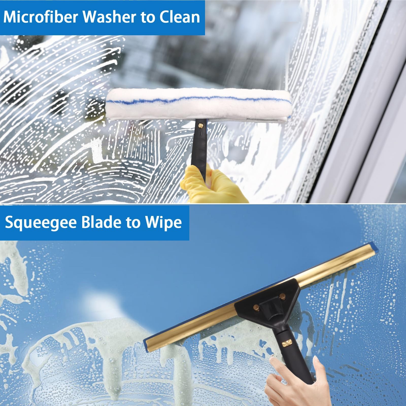 Window Cleaning Kit with Storage Bucket,Window Washing Kit with 4.13Ft Extens…