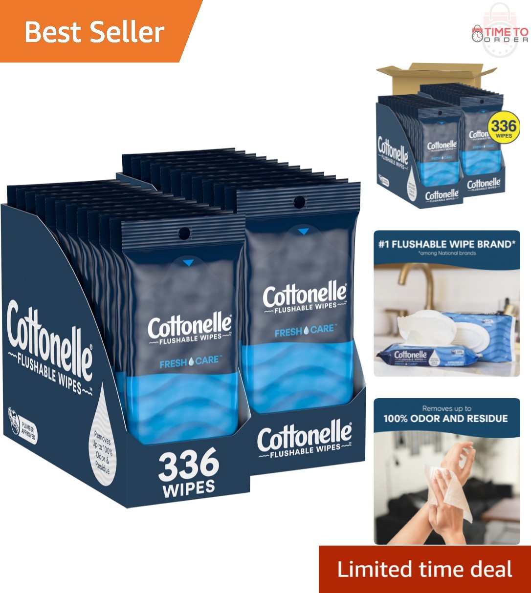Wet Wipes Adult Flushable Septic Safe On-The-Go Pack of 24 336 Wipes