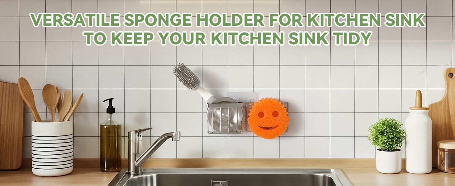 Space Saving] Sponge Holder for Kitchen Sink, Great for Scrub Daddy / Scrub