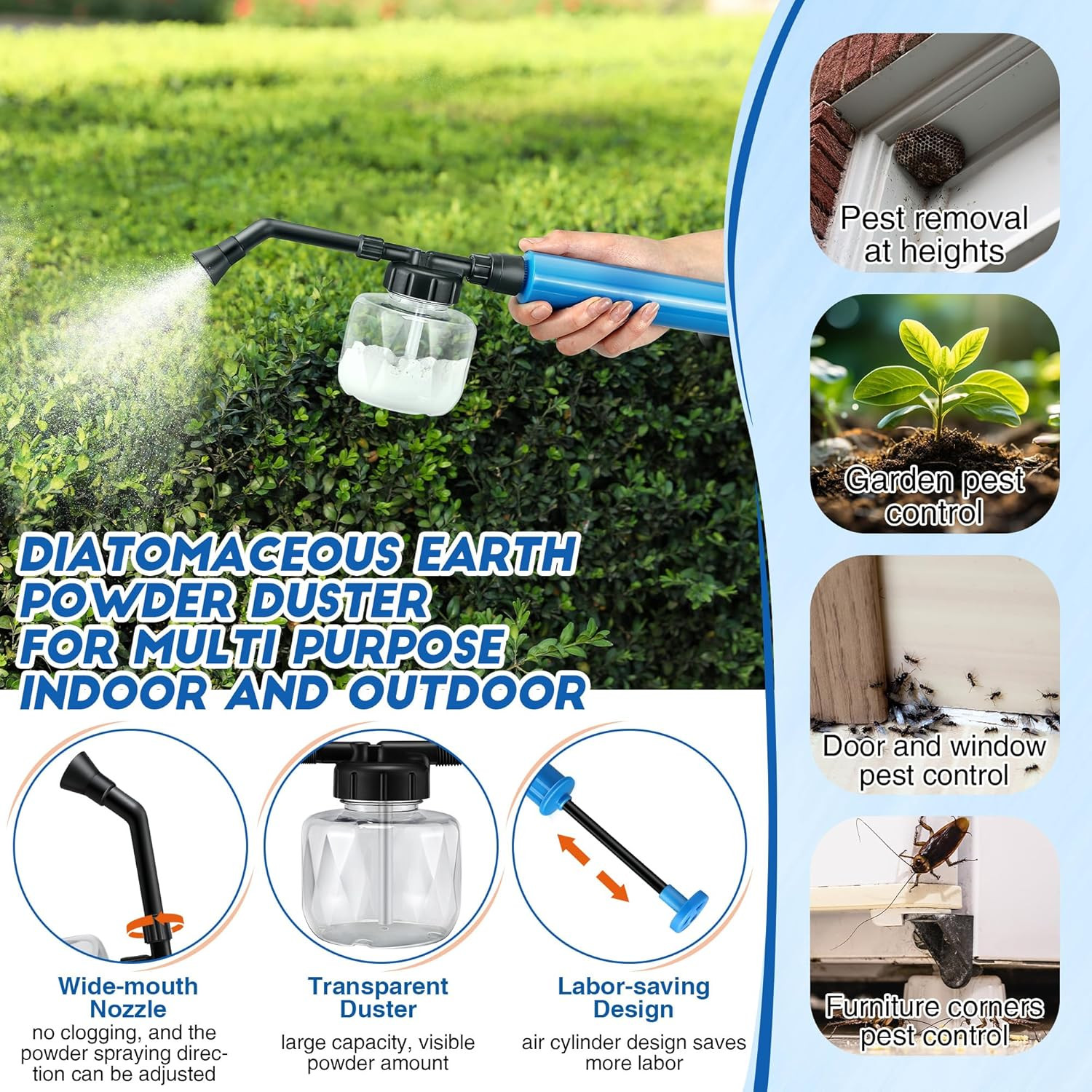 Diatomaceous Earth Duster, 250Ml Garden Powder Applicator Dispenser