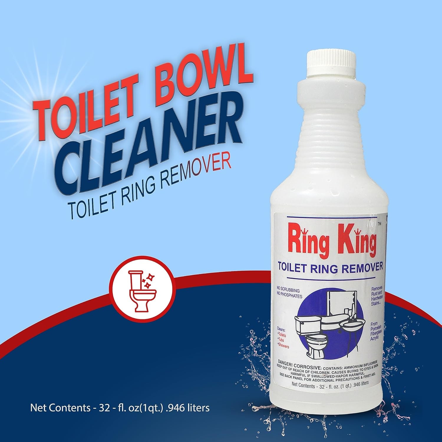 Ring King Toilet Bowl Cleaner Liquid 32oz Fast Acting