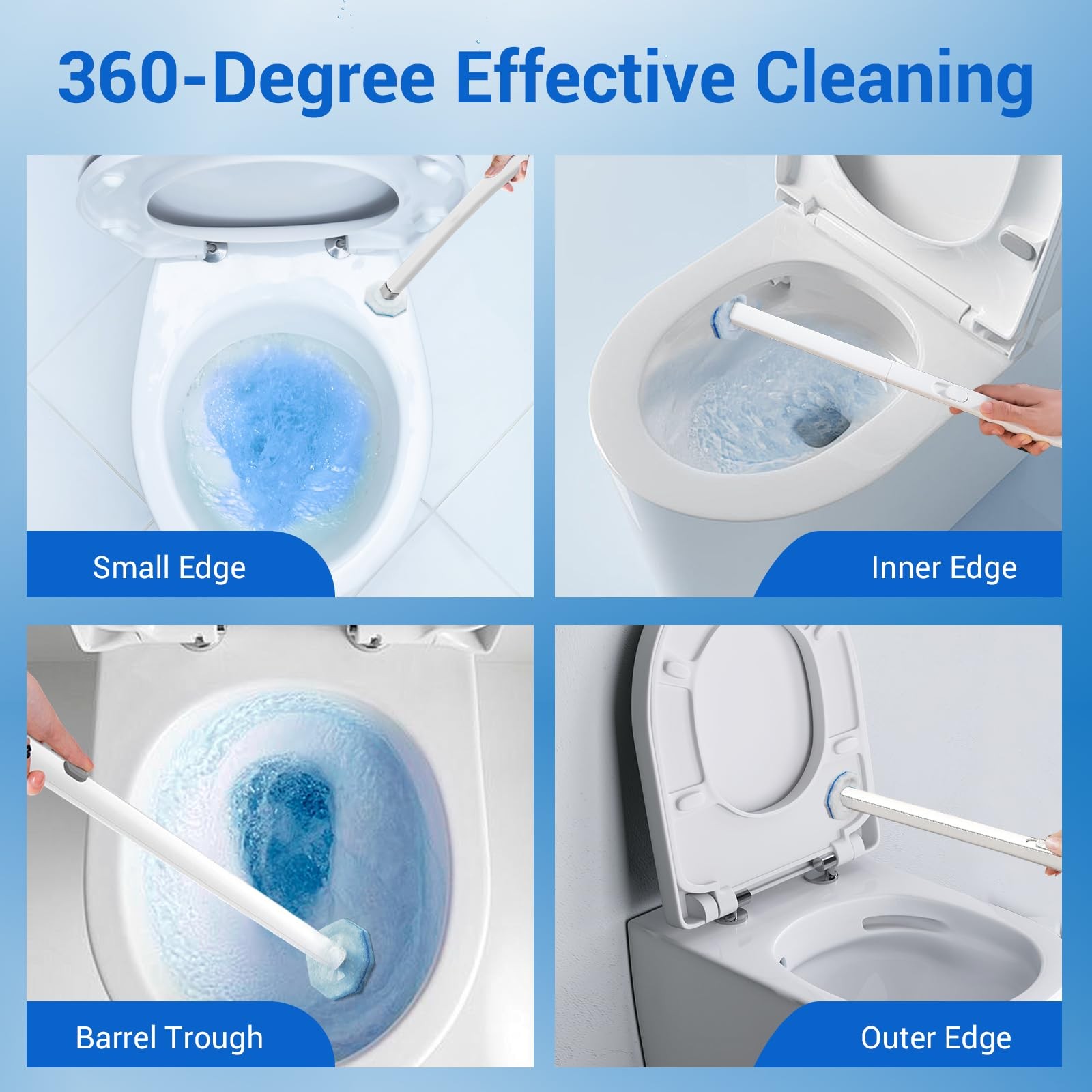 50 Counts Disposable Toilet Bowl Wand Refills, 5X Cleaning Power Toilet Clean…