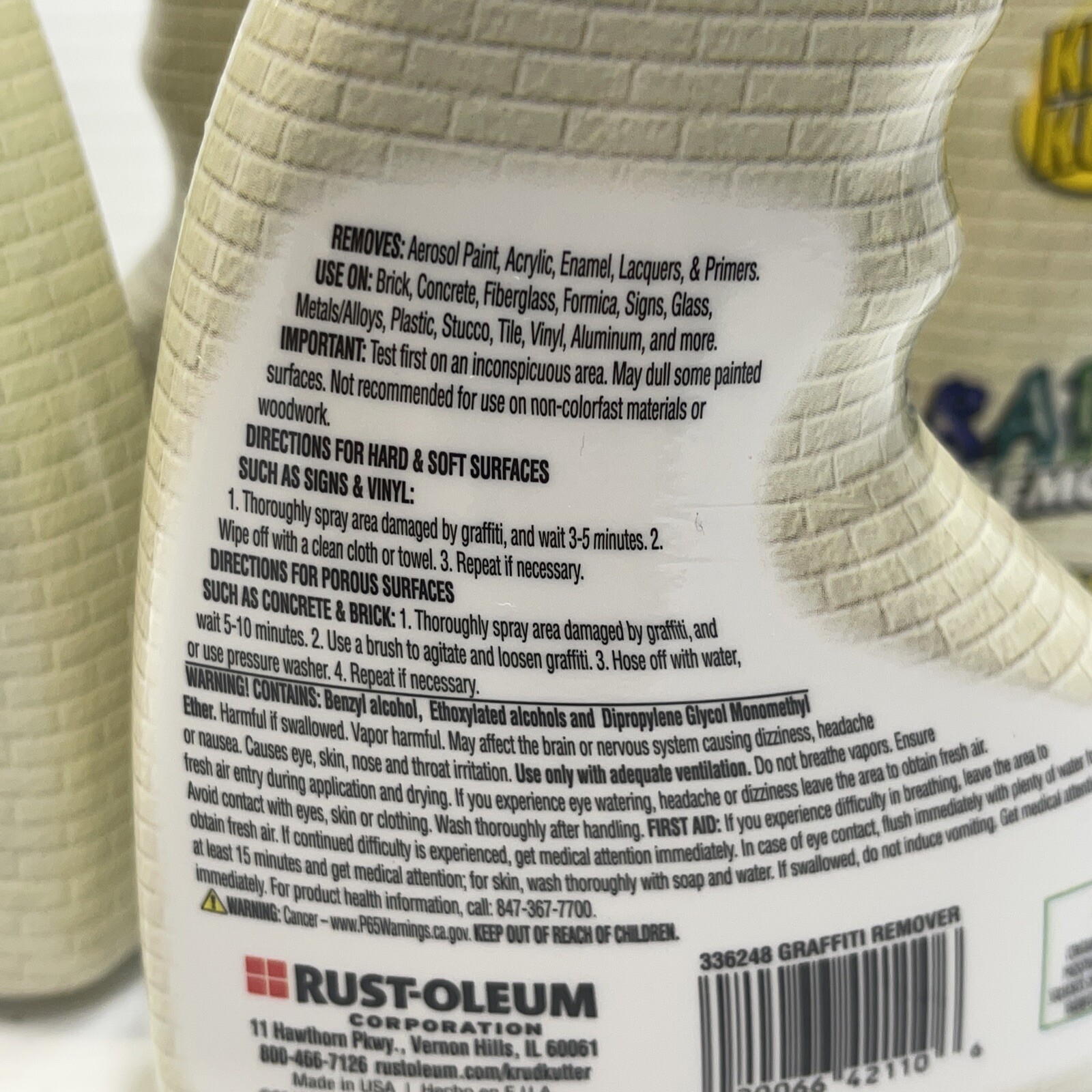 Lot Of 4 Rust-Oleum Krud Kutter Graffiti Remover Each 8 oz. Spray Bottle