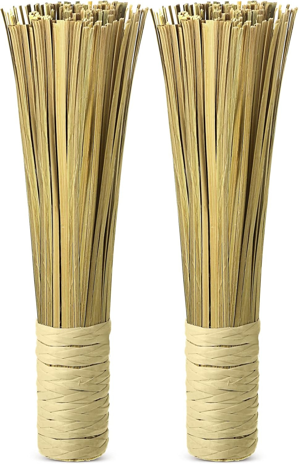 2 Pcs 12 Inches Bamboo Wok Brush Bamboo Kitchen Cleaning Brush Pot Scraper Scrub