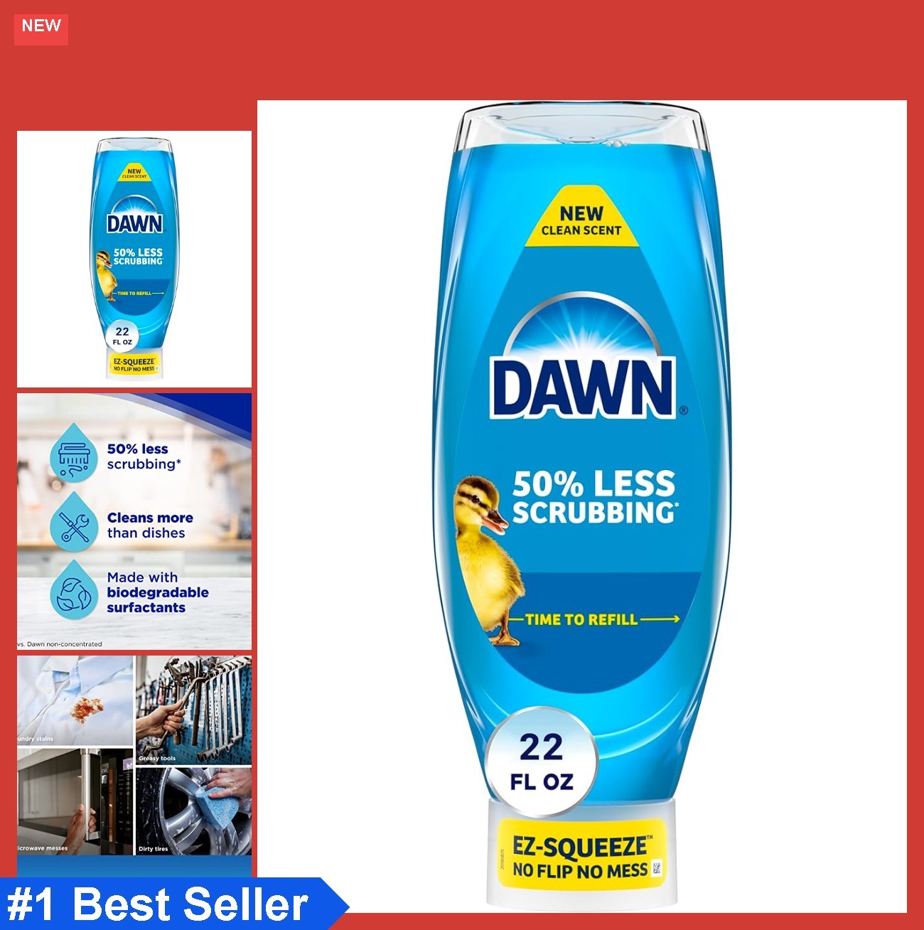 Dawn EZ-Squeeze Ultra Dish Soap Dishwashing Liquid, Original Scent, 22.0 fl oz