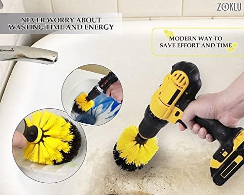 3 Pcs Drill Brush Car Detailing Attachment Power Scrubber for Bathroom Tile Car
