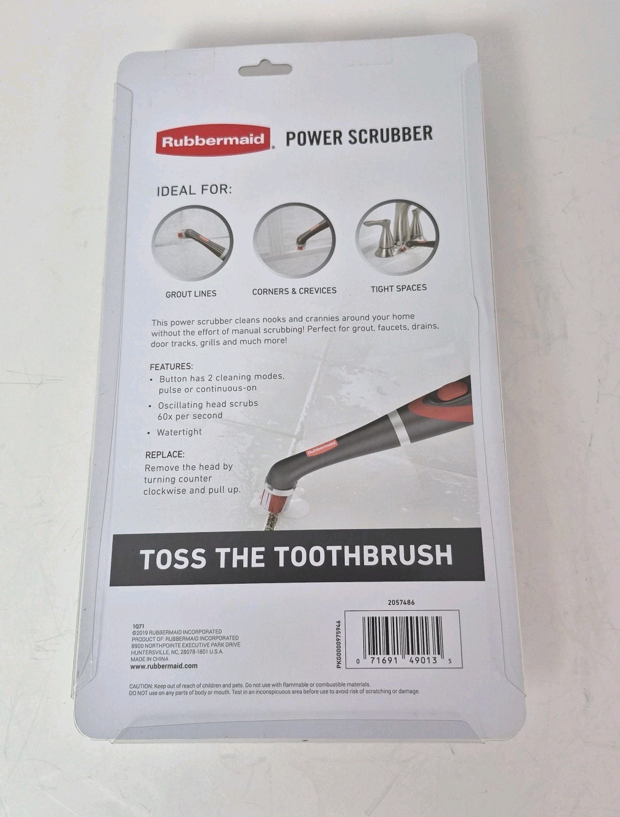 Rubbermaid Reveal Power Scrubber Cordless Battery-powered Scrub Brush Extra Head