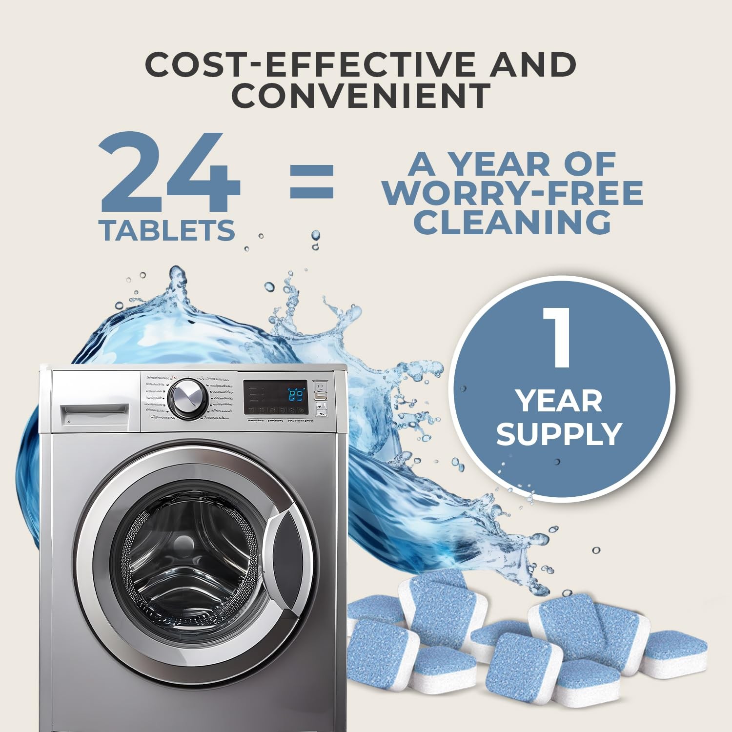 Washing Machine Cleaner Tablets – Deep Clean Washer Descale, Laundry Tub Clea…