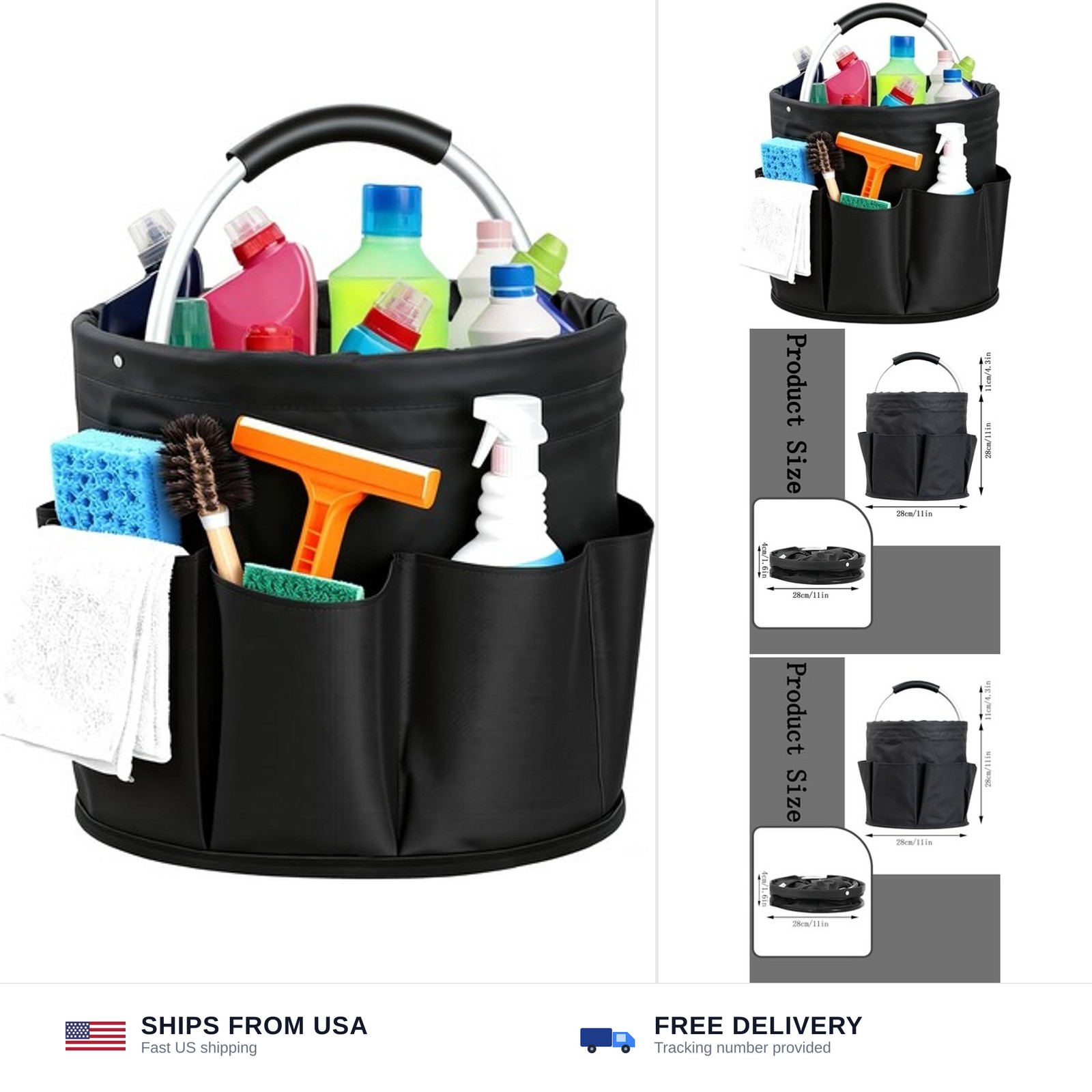 Cleaning Caddy with Handle, Cleaning Products Organiser, Foldable Storage Bas…