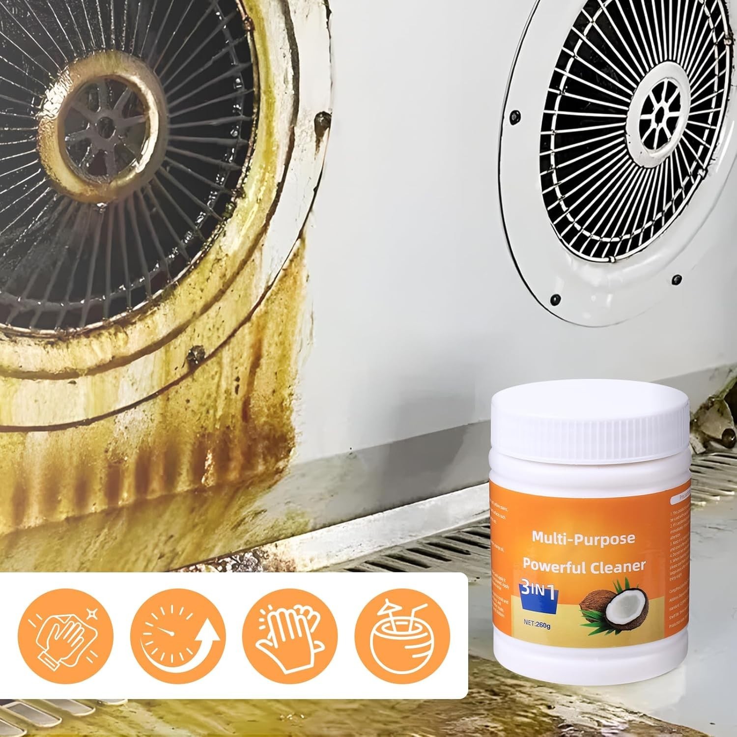 Mild Multi-Purpose Cream Cleaner with Coconut Oil – 260g Heavy-Duty Power
