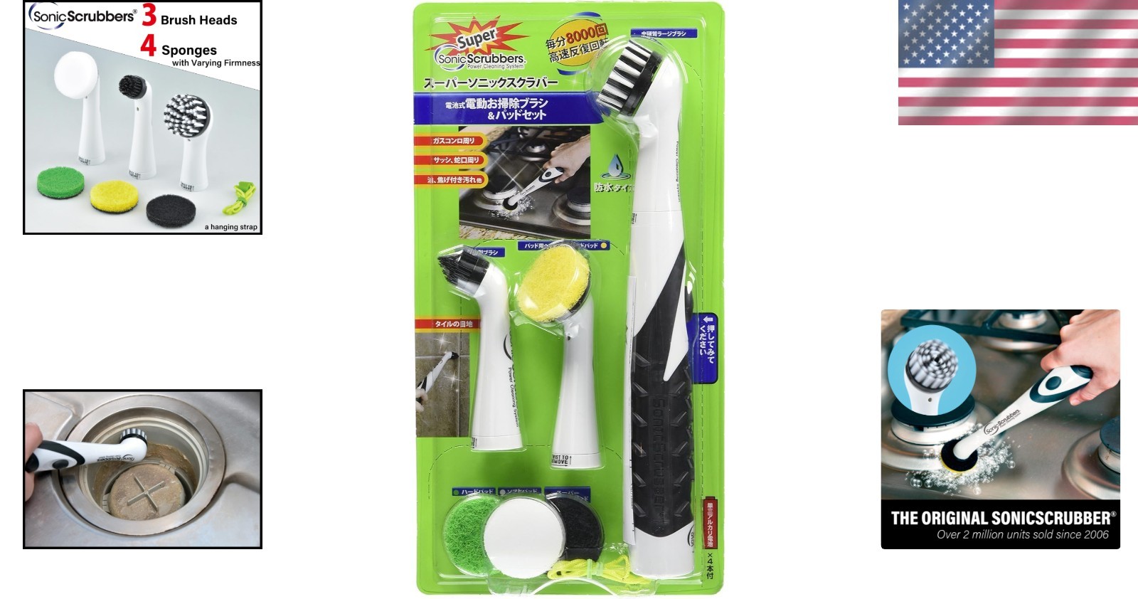 Sonic Scrubber Electric Cleaning Brush – 3 Heads & 4 Pads for Effortless Grim…