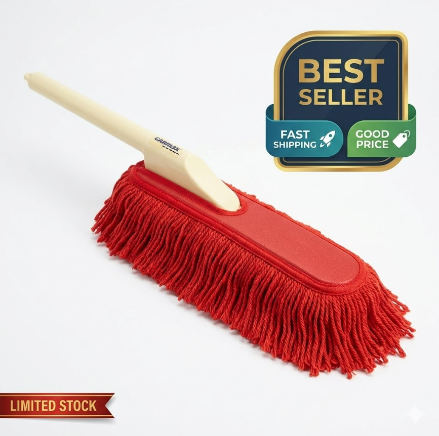 Scratch Free Car Duster Wax Treated Cotton Mop with Plastic Handle 80in
