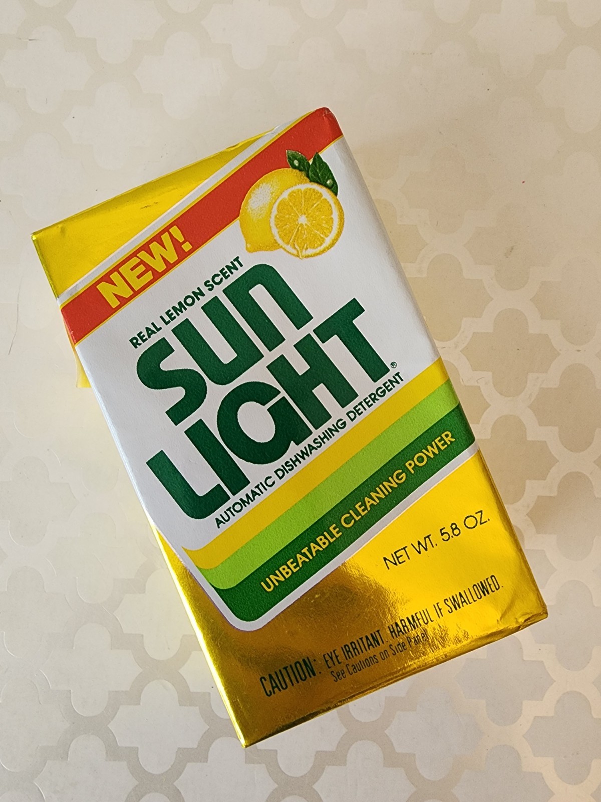 Vtg New Sun Light Dishwasher Detergent Soap 5.8oz Full Lemon Scent Prop
