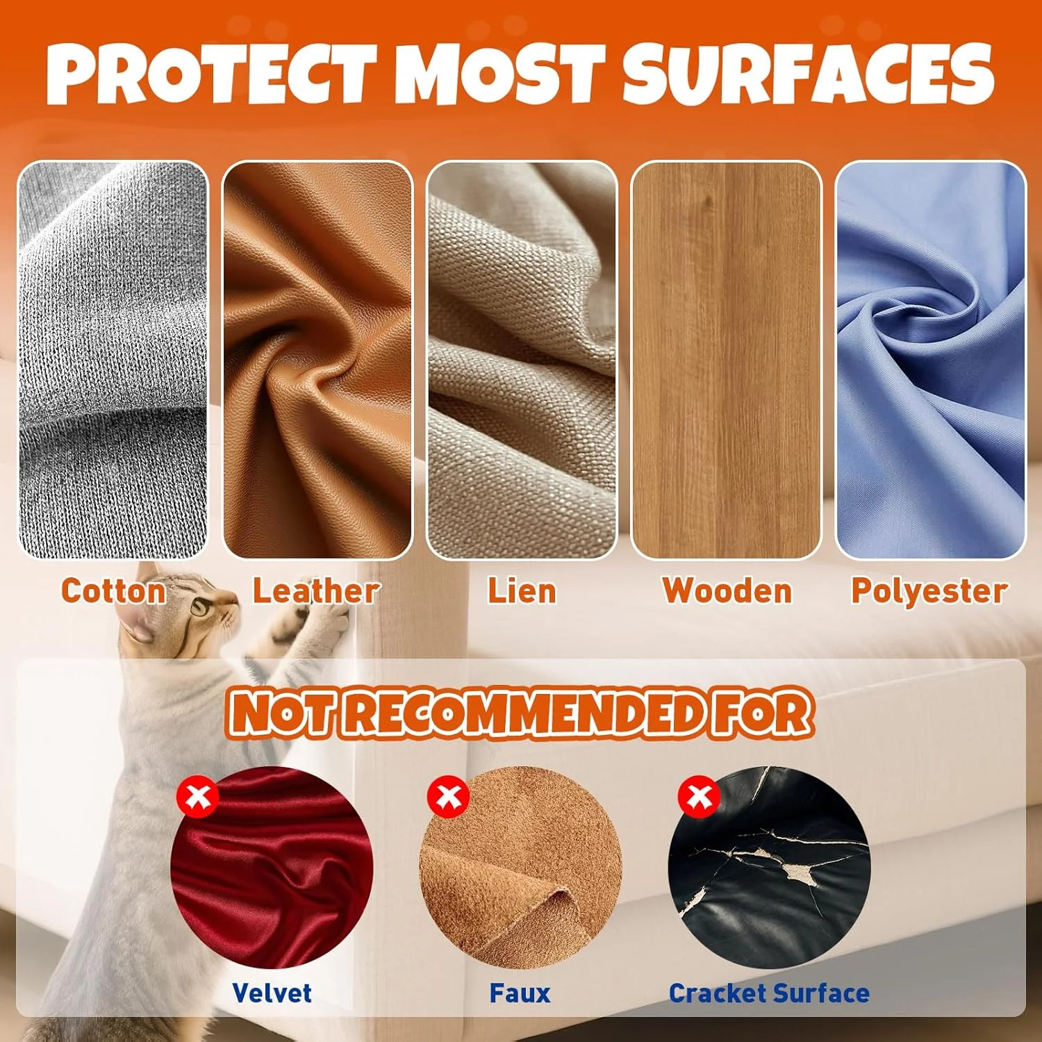 17Pack- Anti Cat Scratch Furniture Protector, Clear Couch Protector from Cat Cla