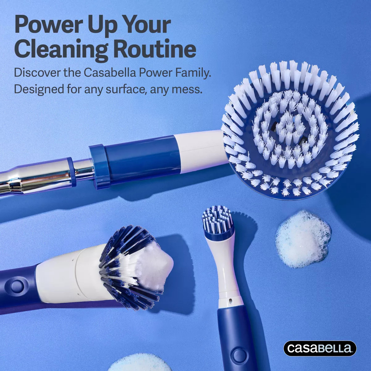 Casabella Power Spin Scrubber: Multipurpose Cleaning, Metal Handle, Shower, Lami
