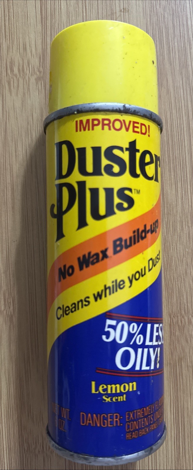 SC Johnson Duster Plus Lemon Scent 1984 Aerosol Colorful Spray Can Prop NOS VTG