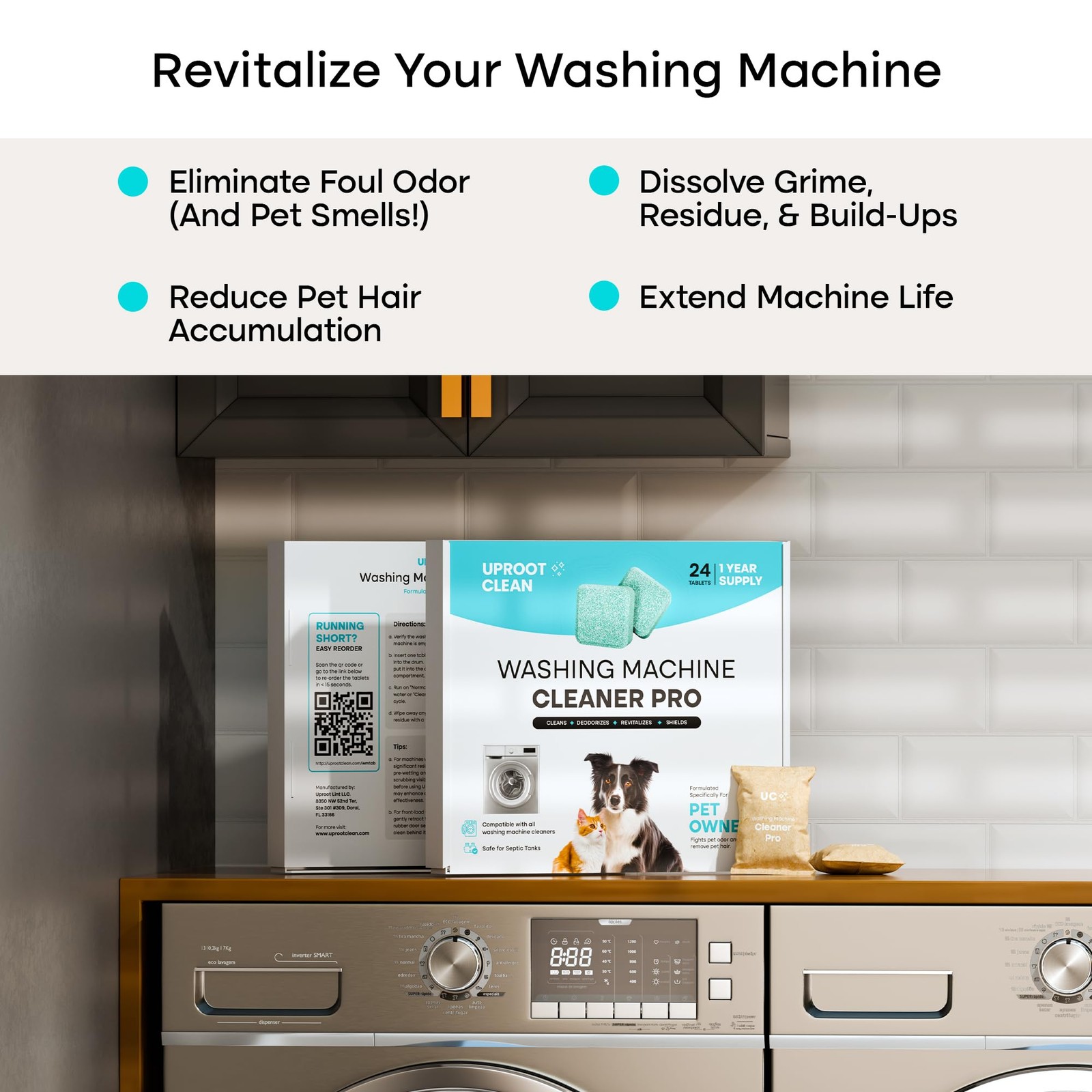 Uproot Clean Washing Machine Cleaner Tablets – 24 Pack for a 12 Month Supply. Fo