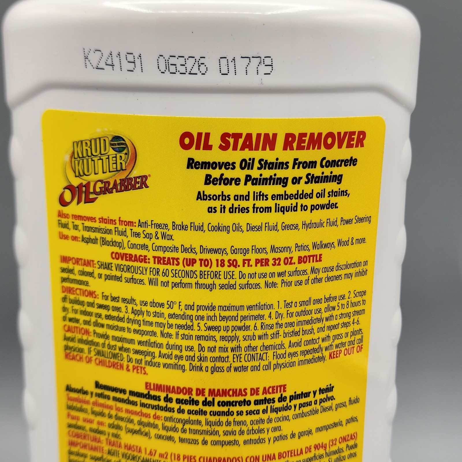 Krud Kutter Oil Grabber Stain Remover Absorbs Lifts Stains Biodegradable 32oz
