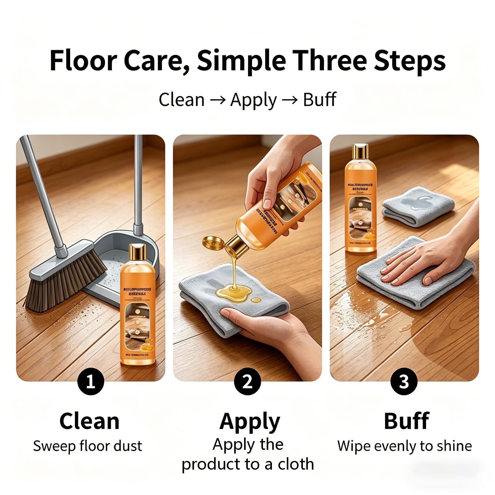 Natural Wood Polish Cleaner & Conditioner – 3 in 1 Plant-Based Care for Furnitur