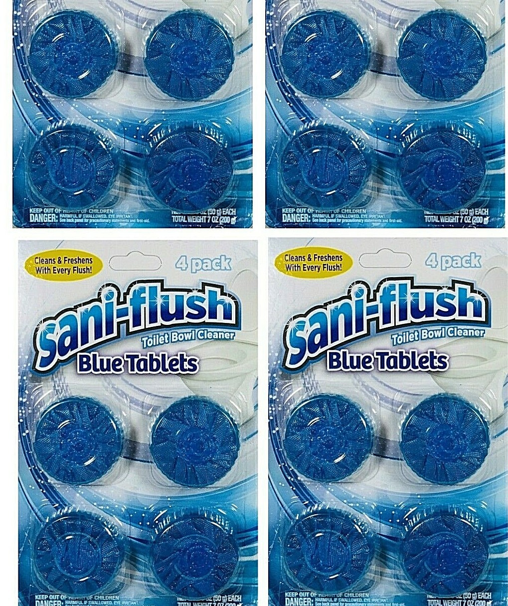 ( LOT of 4 ) Sani-Flush Automatic Blue Tablets Toilet BowlCleaner Cleans& Fresh