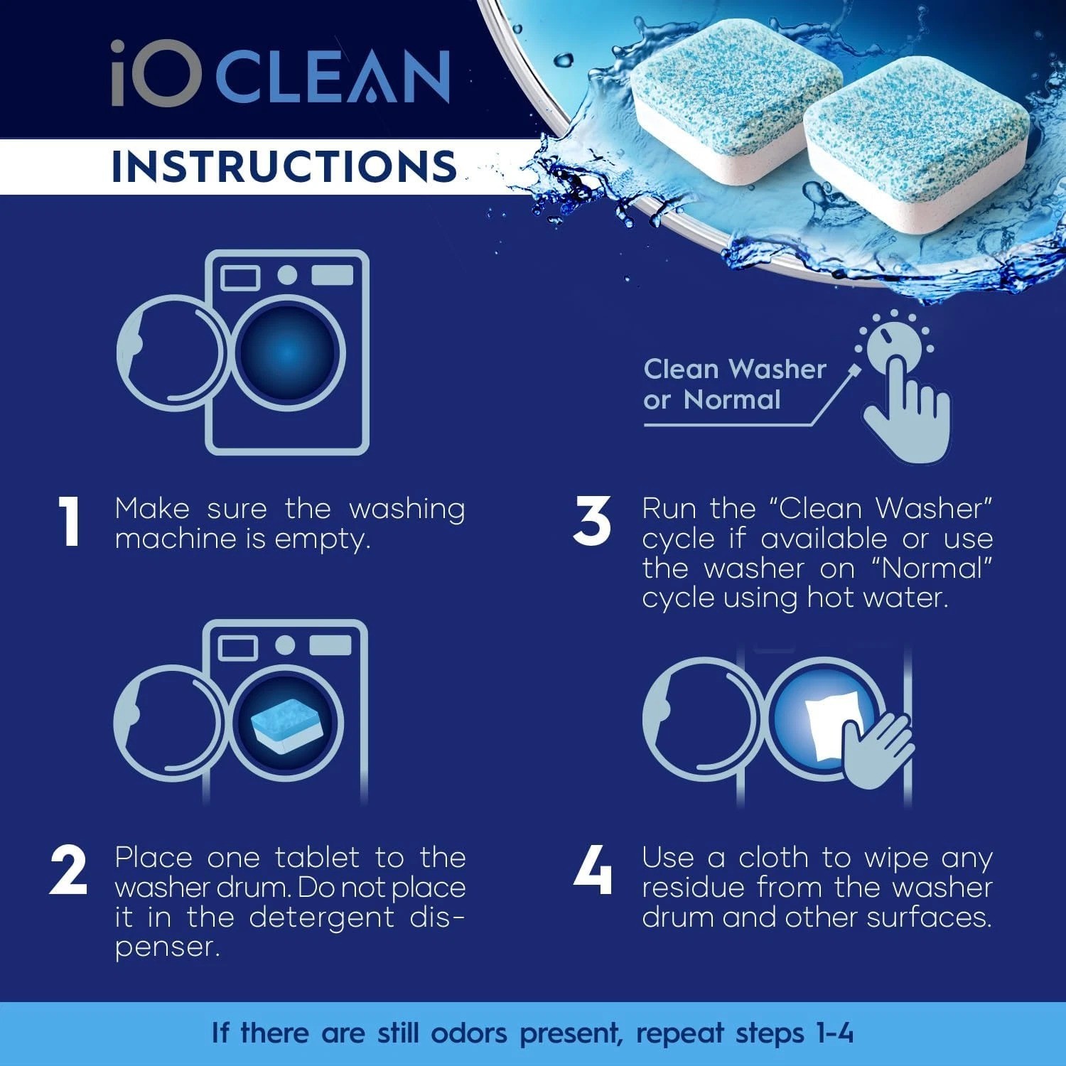 Washing Machine Cleaner Descaler Tablets, 24 Count (1 Year Supply) – Deep Clean