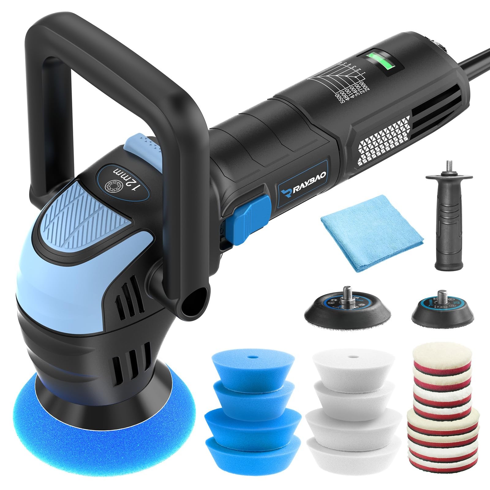 Mini Polisher, 2inch/ 3inch 750W Car Buffer with 12mm Random OrbitalImprove W…
