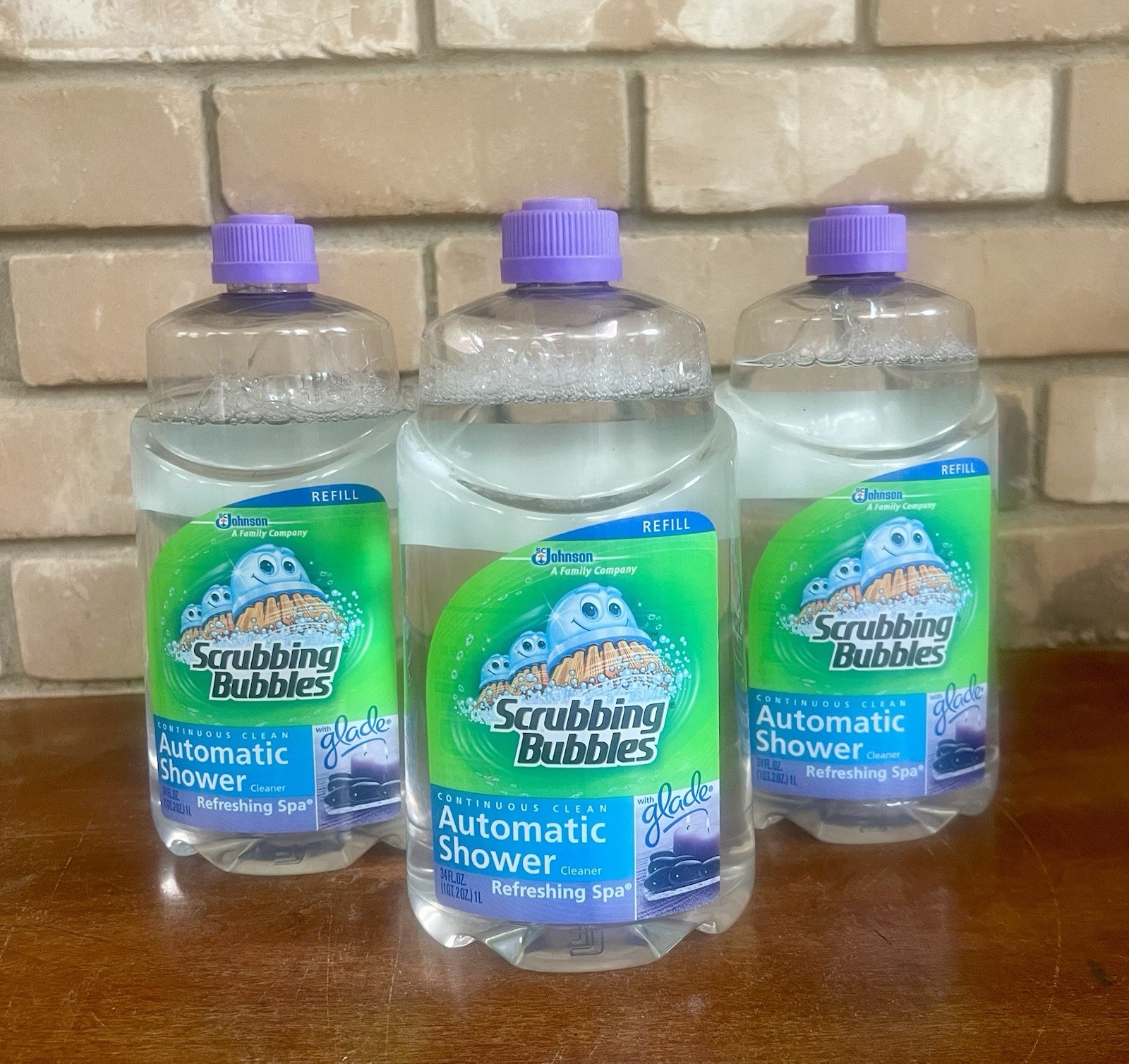 Lot of 3 Scrubbing Bubbles Automatic Shower Cleaner Refill 34 oz Refreshing Spa
