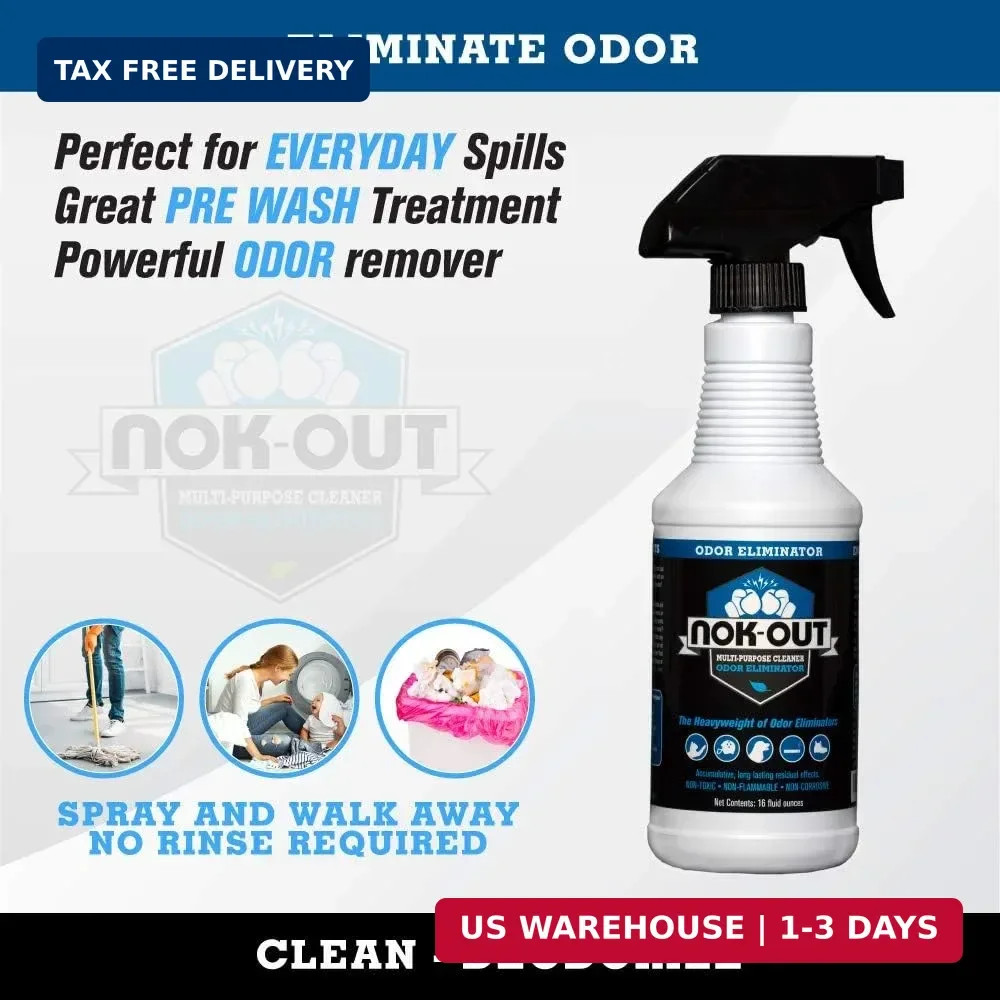 NOK OUT Odor Remover, Pet Deodorizer and Cleaning Spray, Made in the USA, 32 Flu