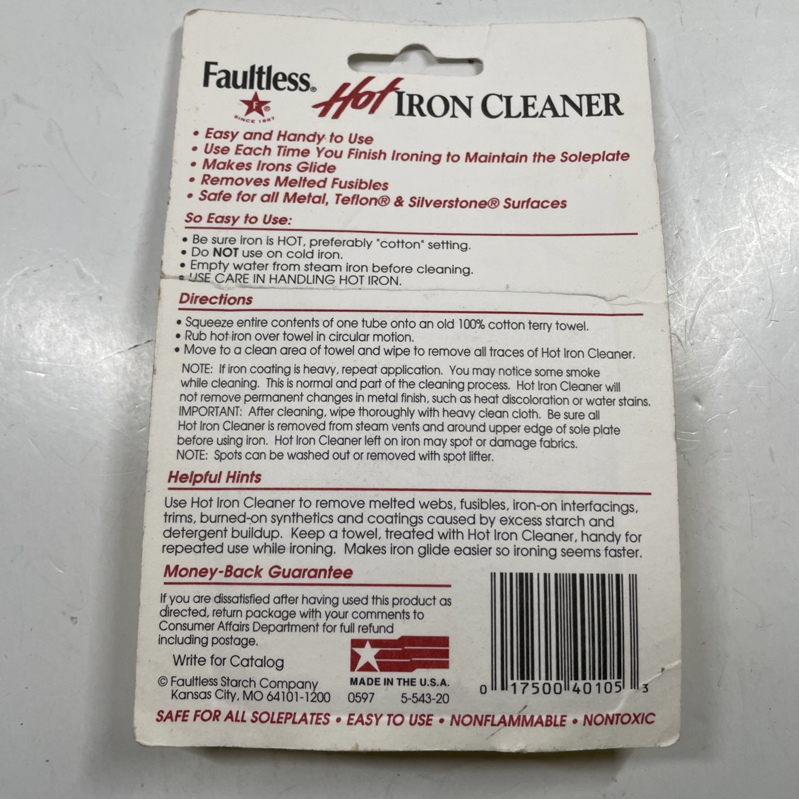 Faultless Hot Iron Cleaner Removes Draggy Coating Cleans While Iron Is Hot 2 pk
