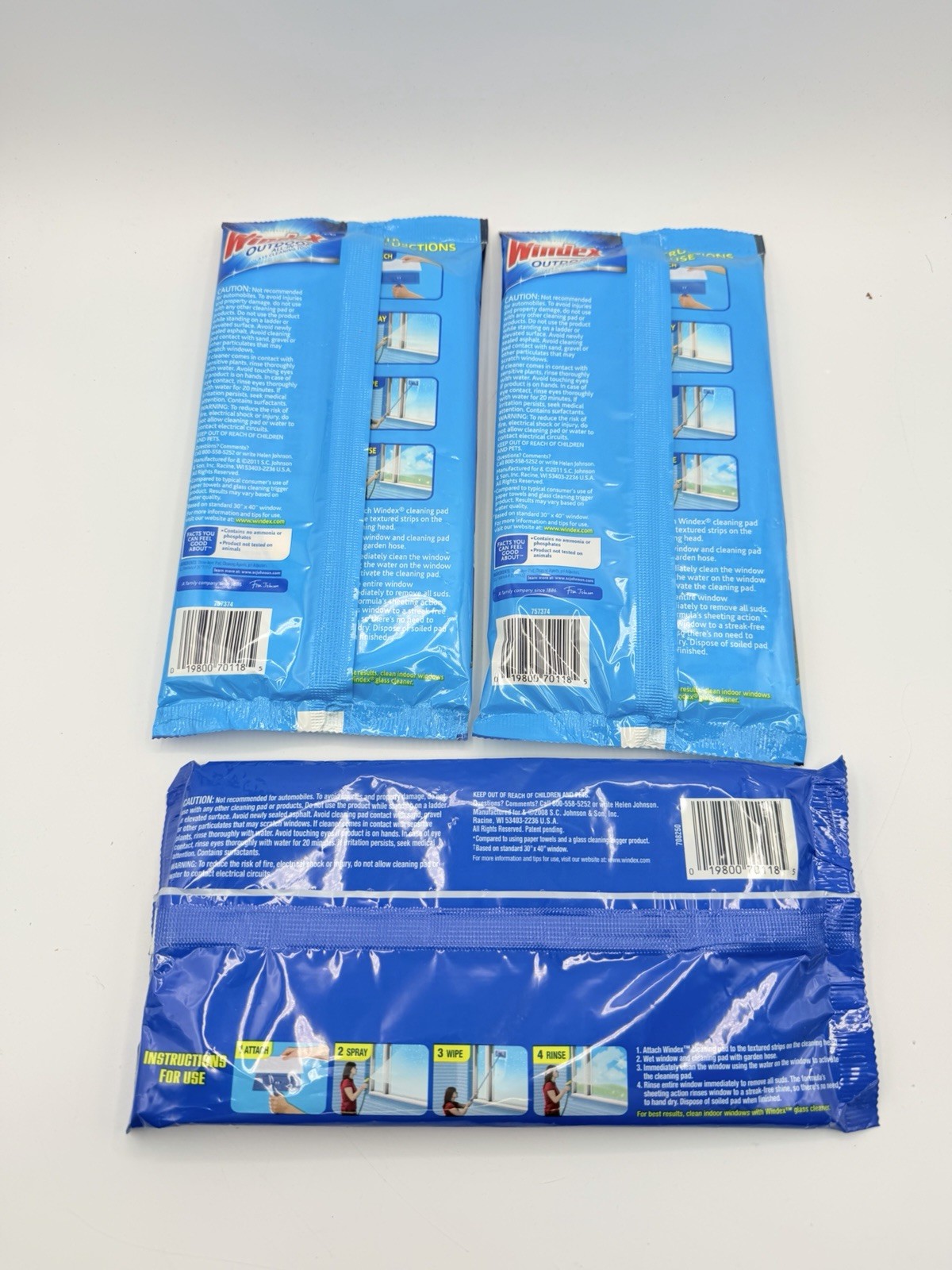 NOS Windex Outdoor All In One Glass Window Cleaning Refills 3 Packs 6 Pads Total
