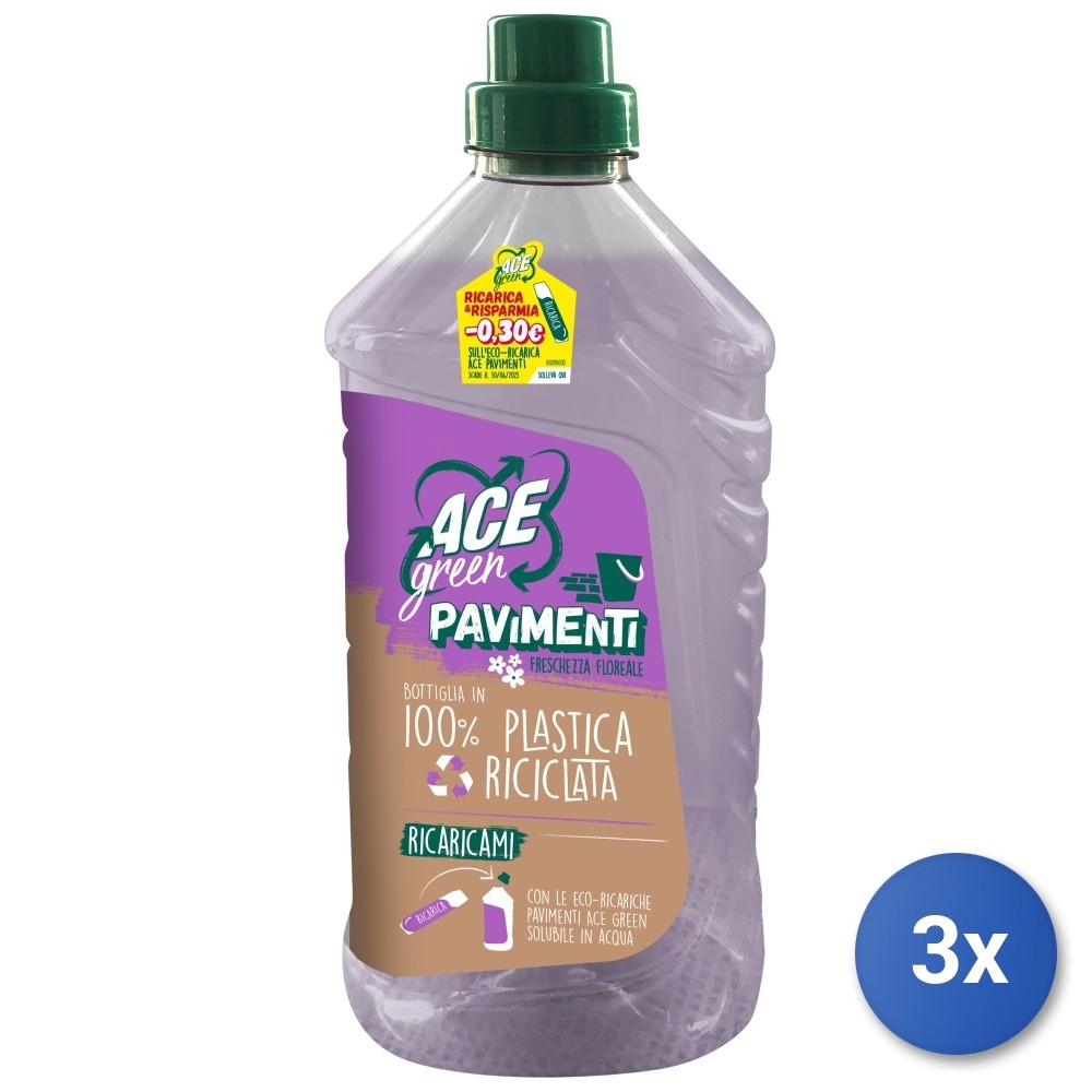 3X Ace Floors 1000 Ml. Green Freshness Floral Made In Italy