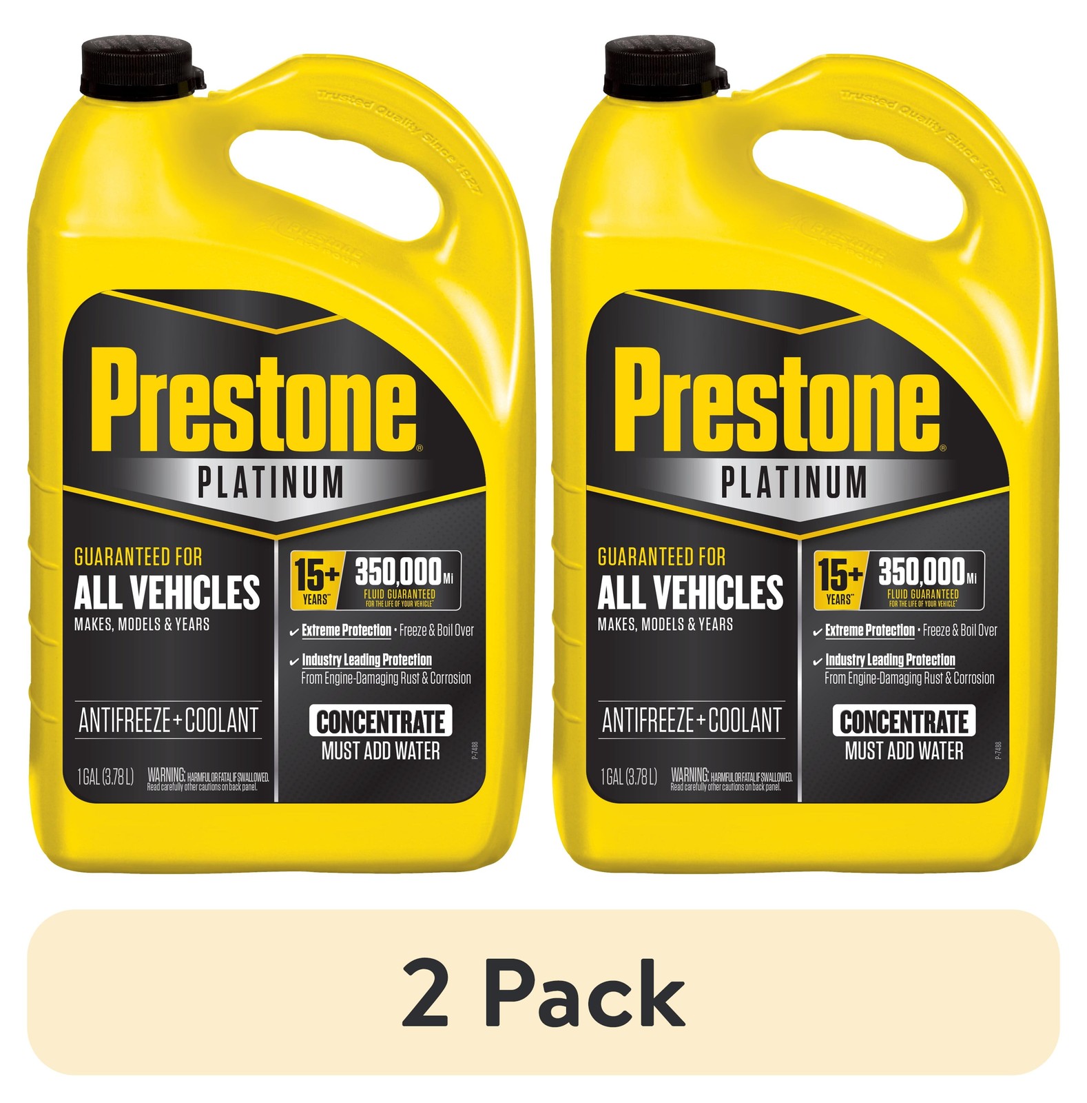 (2 pack) Antifreeze+Coolant; 15yr/350k Mi, All Vehicles, 1 gal – Concentrate