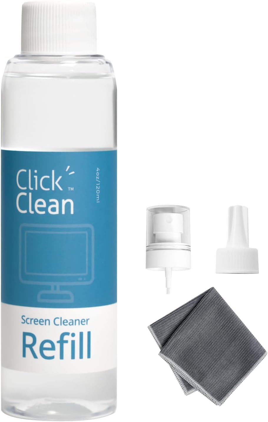 Screen Cleaner Refill Kits 4 oz Cleaner Refill & 1 Microfiber Cloth(7.8 x 7.8in