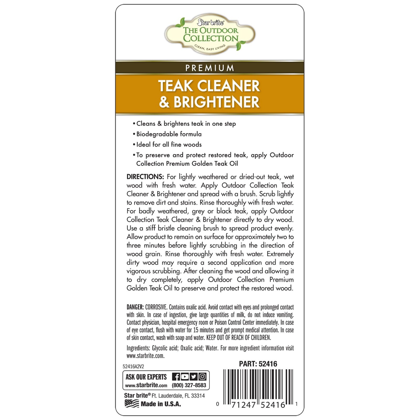 Teak Cleaner & Brightener – One-Step Restorer for Weathered Gray Teak – 16 OZ