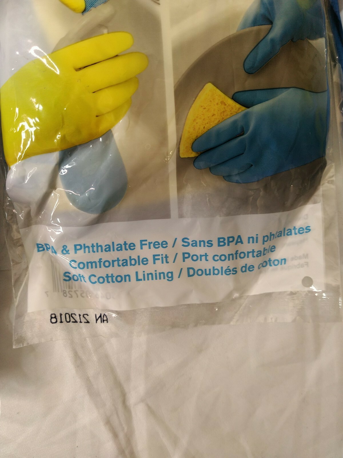Qty 6 Pairs (3 Packs x 2) Natural Latex Household Gloves Yellow/Blue Medium SM5