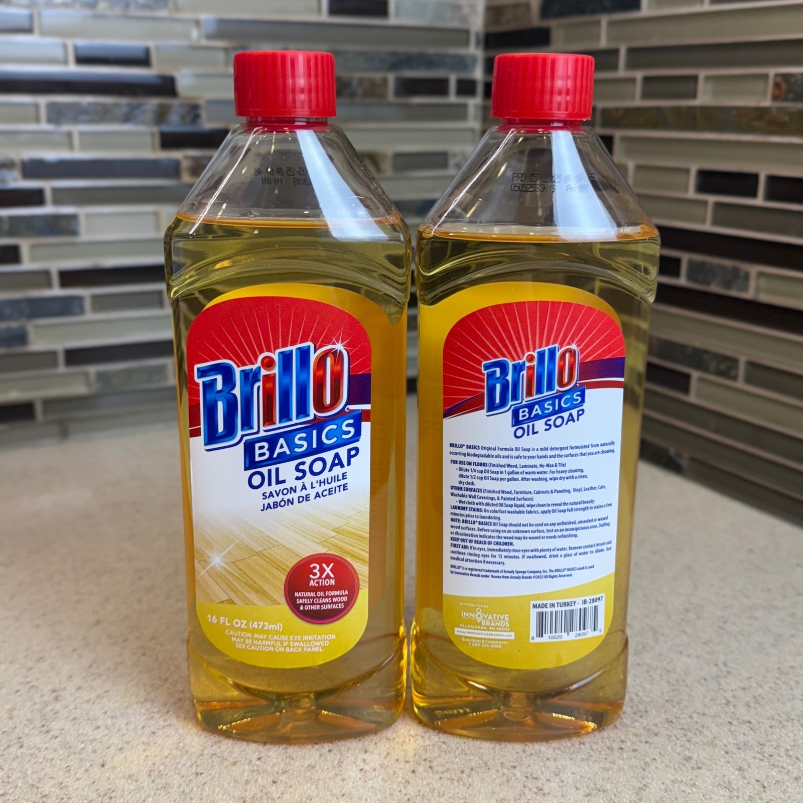 NEW Set Brillo Basics Oil Soap 3X Action Natural Wood Cleaner 16 fl oz NOS Exp.