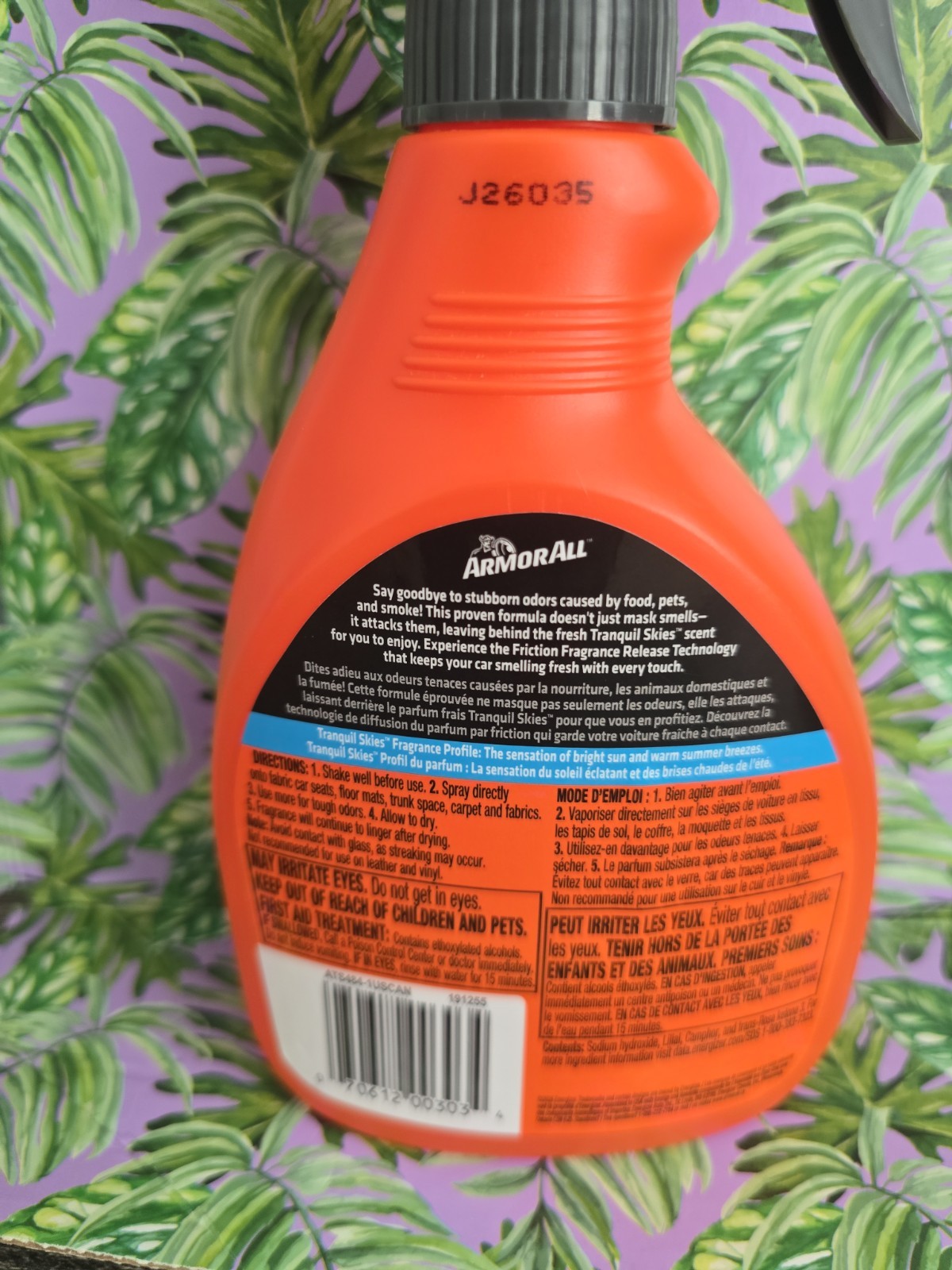 Armor All Fabric & Carpet Odor Elimination Refresher Spray 10 oz Tranquil Skies.
