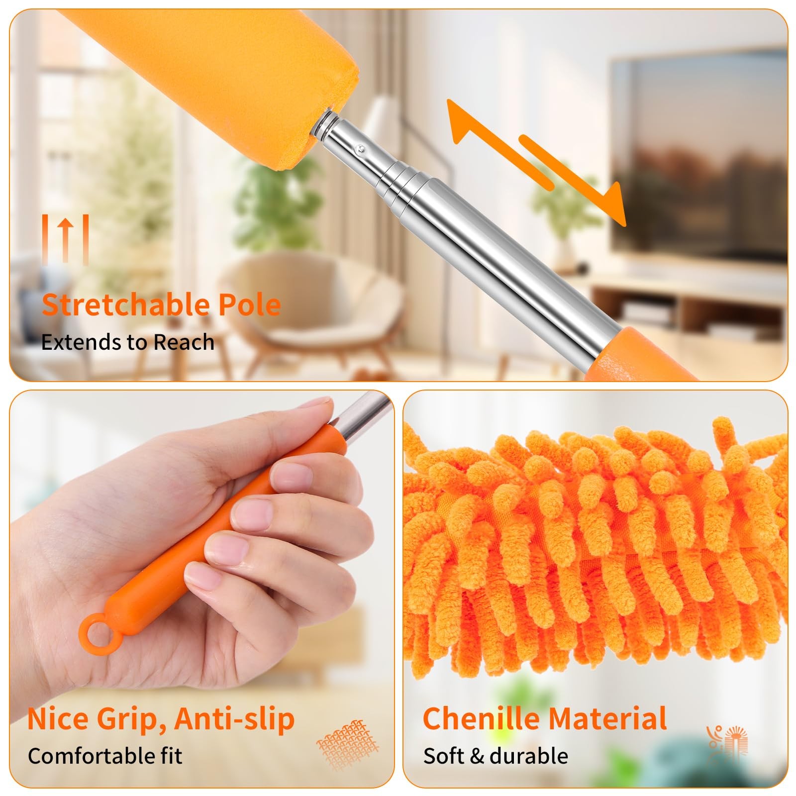Mini Duster for Cleaning, 360° Bendable Hand Dusters with Extension Pole, Was…