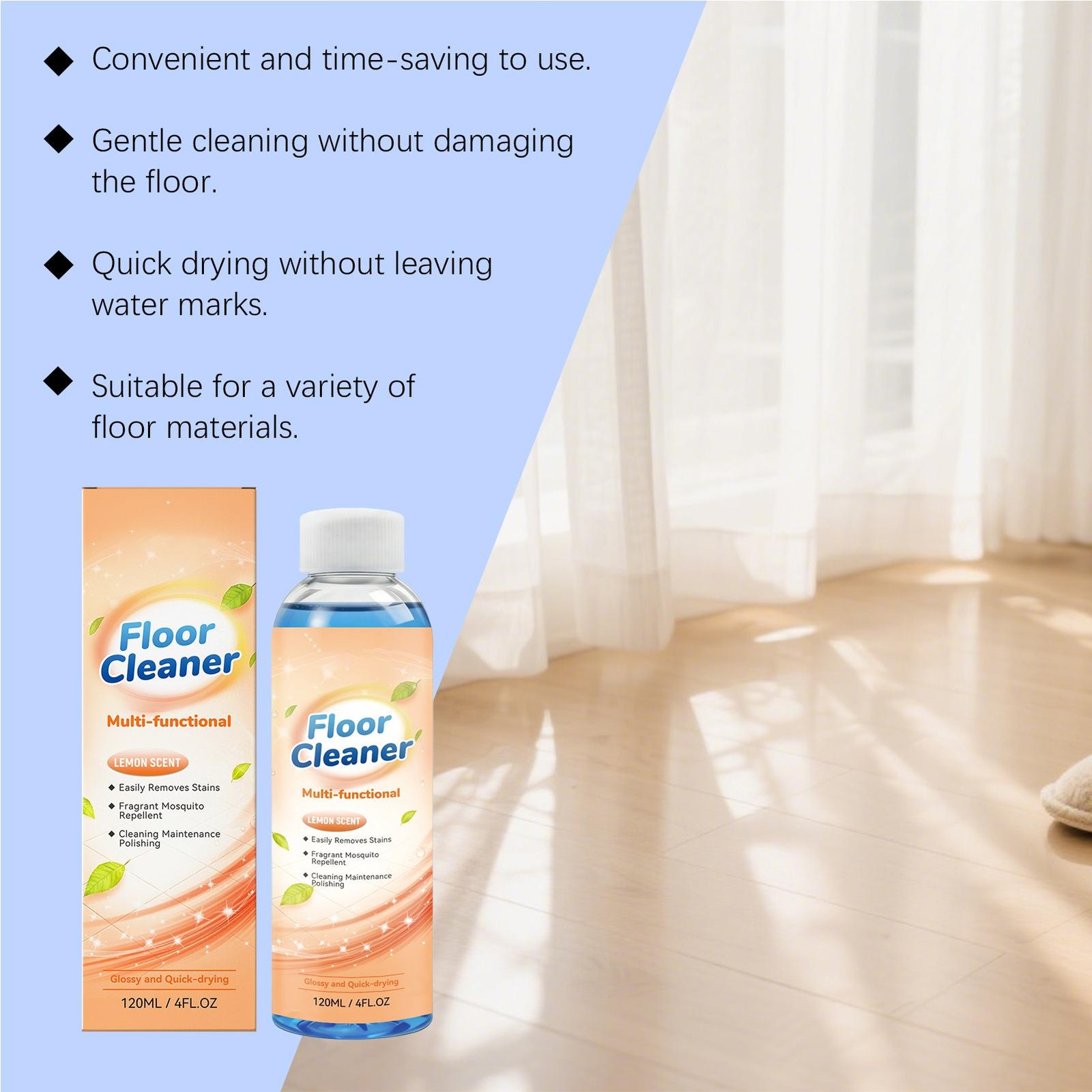 Floor Cleaner for Mopping 120ML Lemon Scent Quick-Drying Glossy Liquid