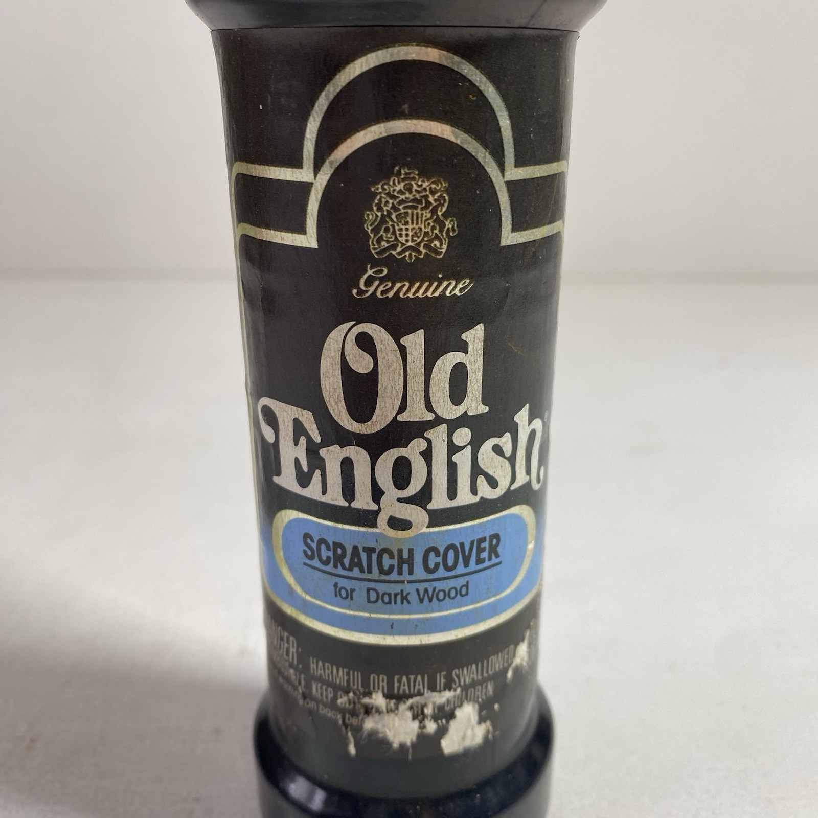 Vintage OLD ENGLISH Scratch Cover For Dark Wood Blue Cap 80% Full