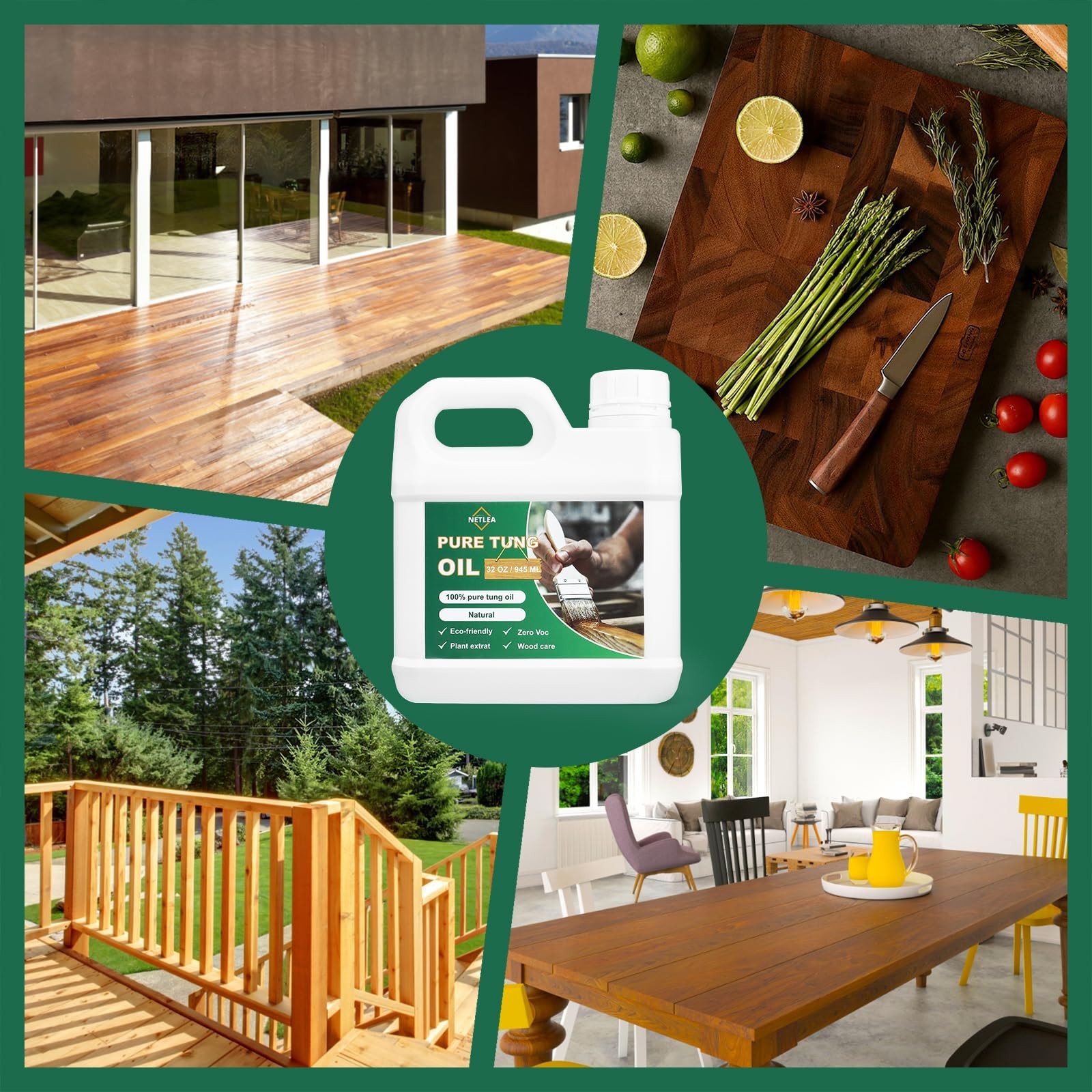 32oz Pure Tung Oil With A Soft Towel For Wood Finishingfood Safety For Furniture