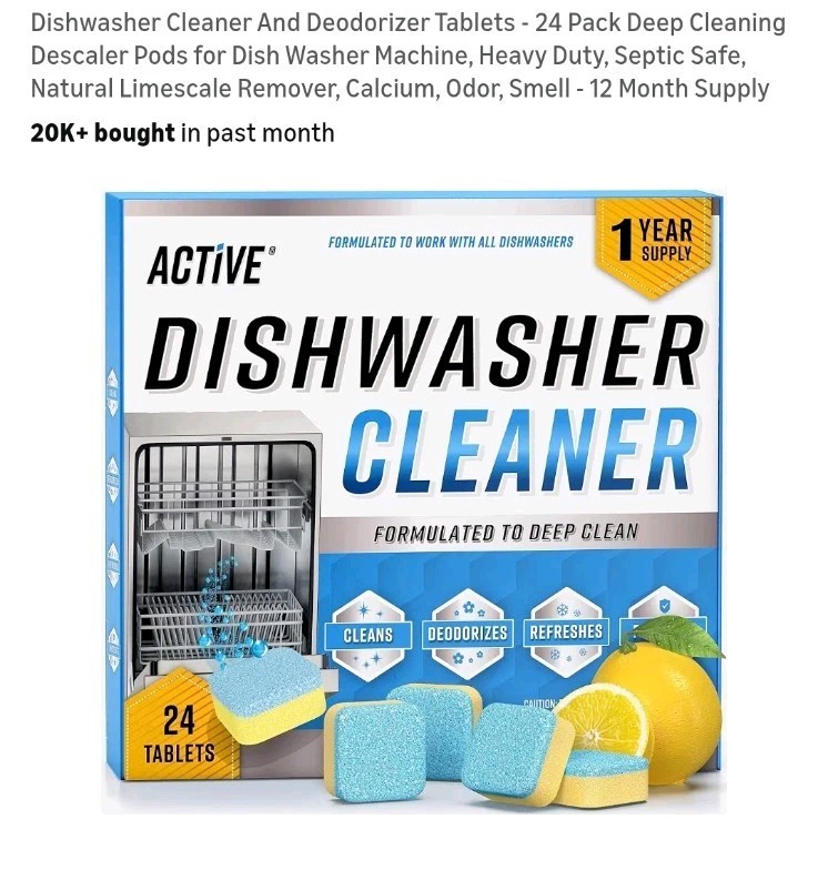 Active Dishwasher Cleaner 24 Tablets Formulated to Deep Clean NEW in Sealed Box