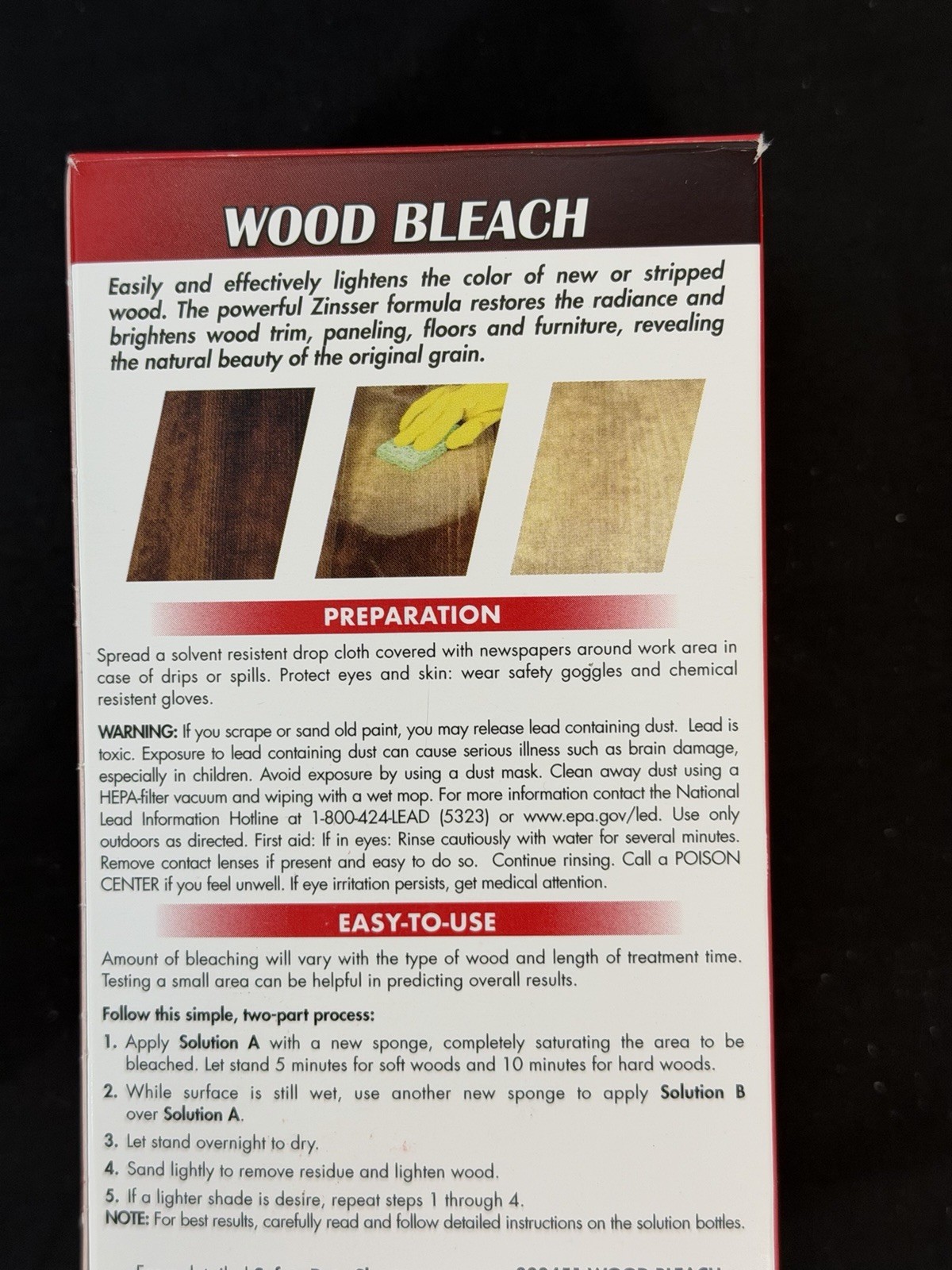 Zinsser 300451 Wood Bleach Part A & Part B 8 Ounce Each New in Box