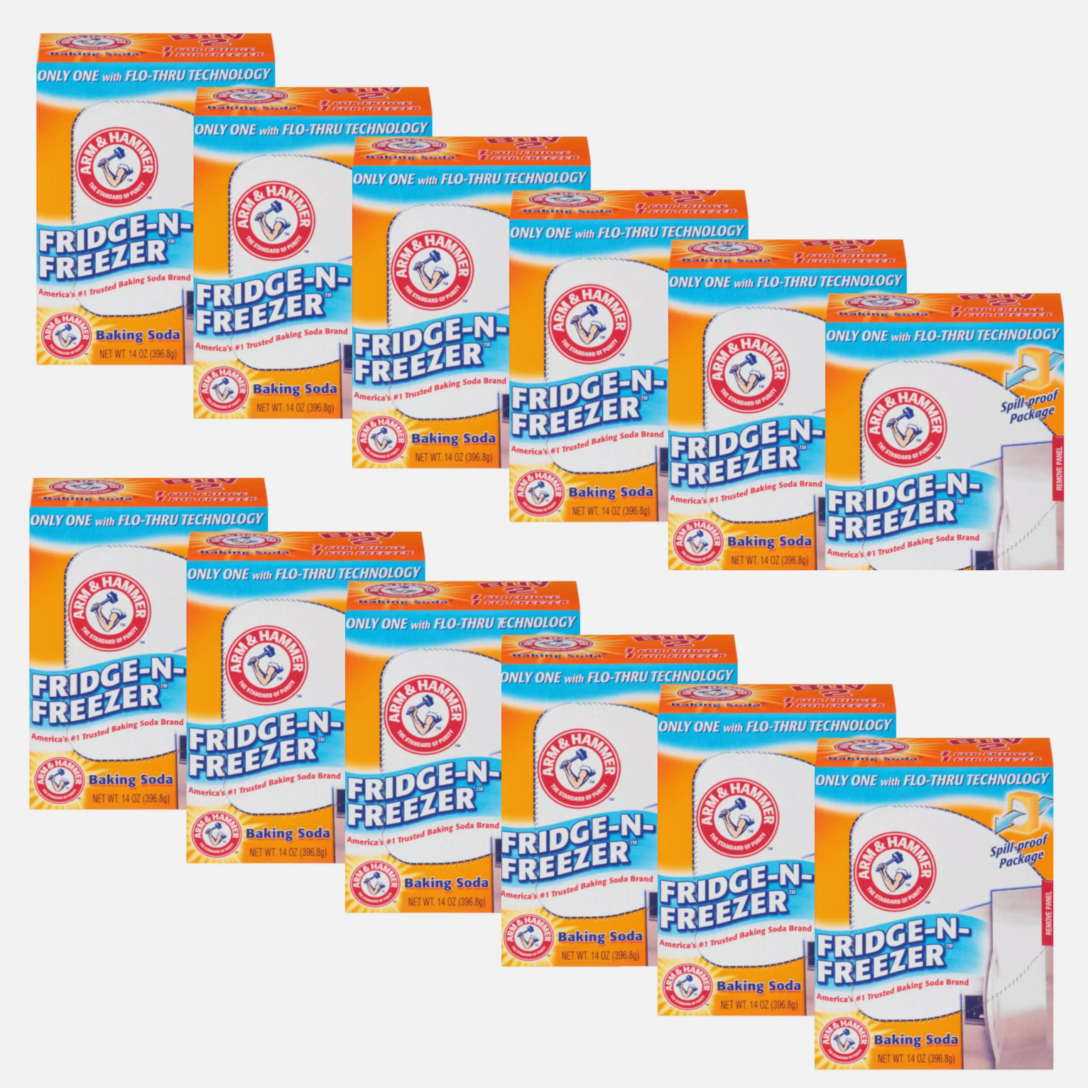 12 Arm & Hammer Fridge-N-Freezer Baking Soda Odor Eliminator Each 14 oz