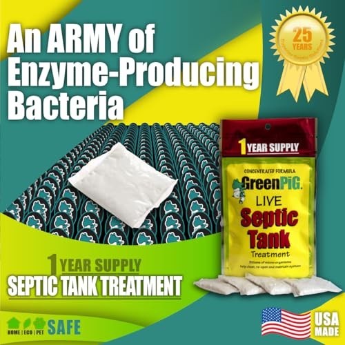 GREEN PIG Septic Tank Treatment Packets, Septic Safe Clog Remover, Prevents Expe